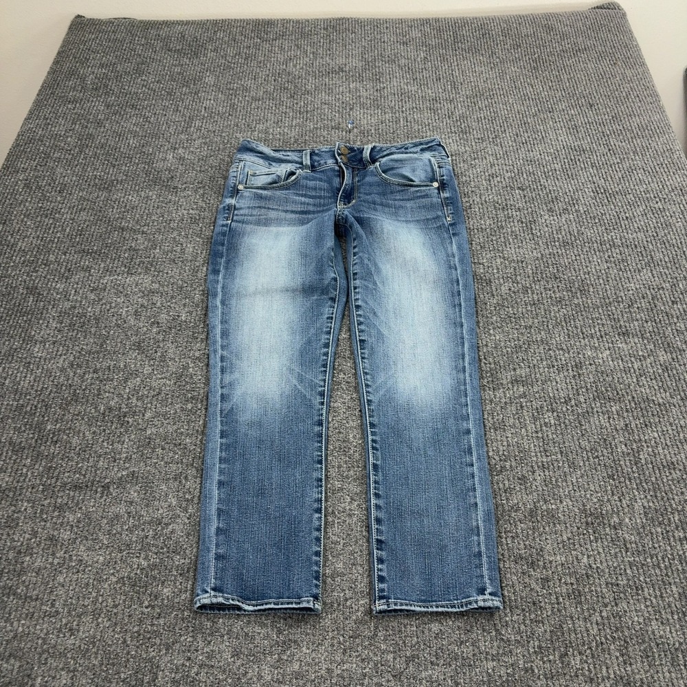 American Eagle Artist Crop Jeans Womens 6 Blue Cotton Super Stretch Casual Boho